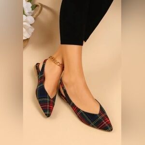 Matiko Multicolor Plaid Slingback Flats